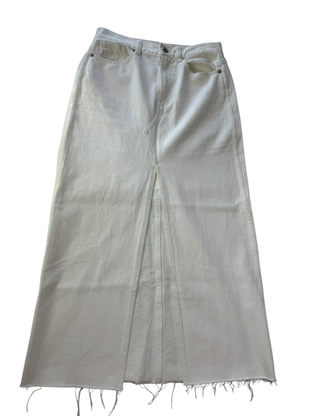 MADEWELL White Denim Jean Long Skirt Slit in Front. Size Women's 25